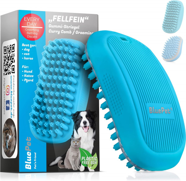 BluePet FellFein Gummistriegel blau