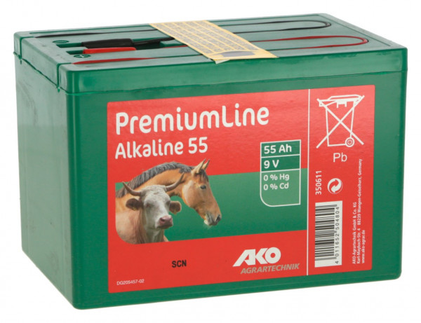 Alkaline Trockenbatterie 9 Volt, 55 Ah